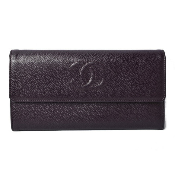 Chanel Wallet Purple Long Skin Caviar - Picture 1 of 1